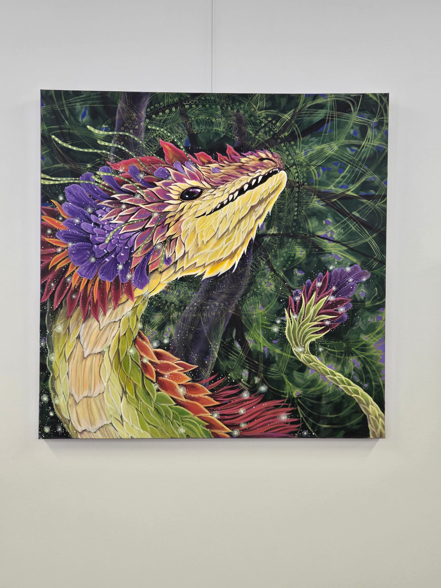 Garden Dragon - Acrylic on Canvas - 36"x36"