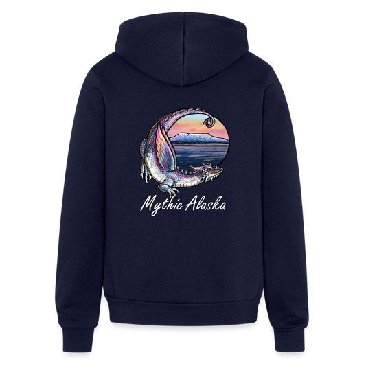 Bella + Canvas Unisex Full Zip Hoodie SLEEPING LADY DRAGON - navy