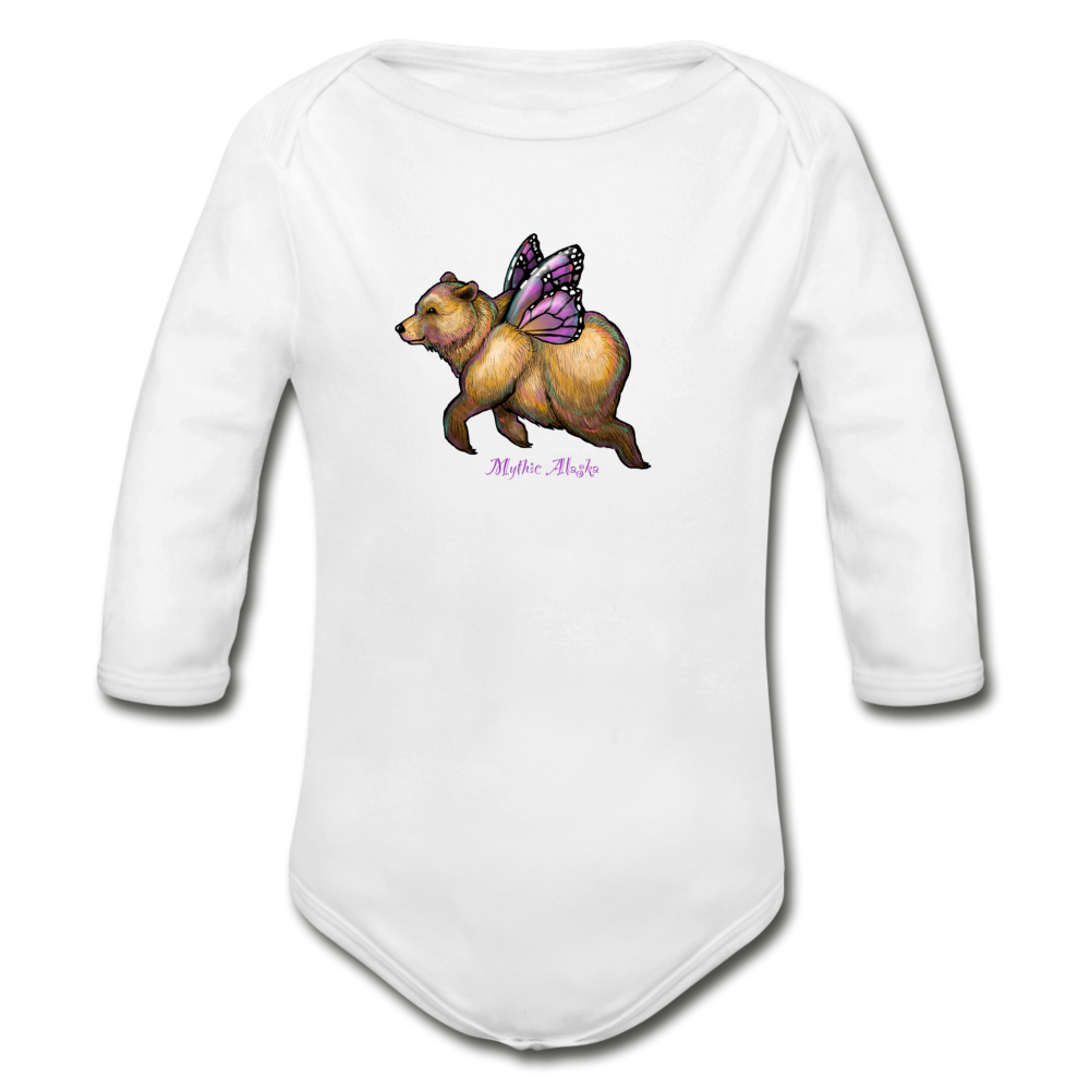 Butter Bear - Organic Long Sleeve Baby Bodysuit - white