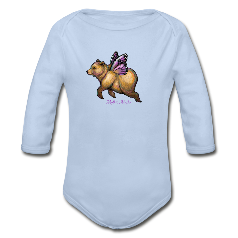 Butter Bear - Organic Long Sleeve Baby Bodysuit - sky
