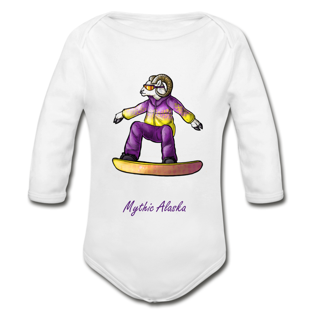 Steve D Sheep - Organic Long Sleeve Baby Bodysuit - white