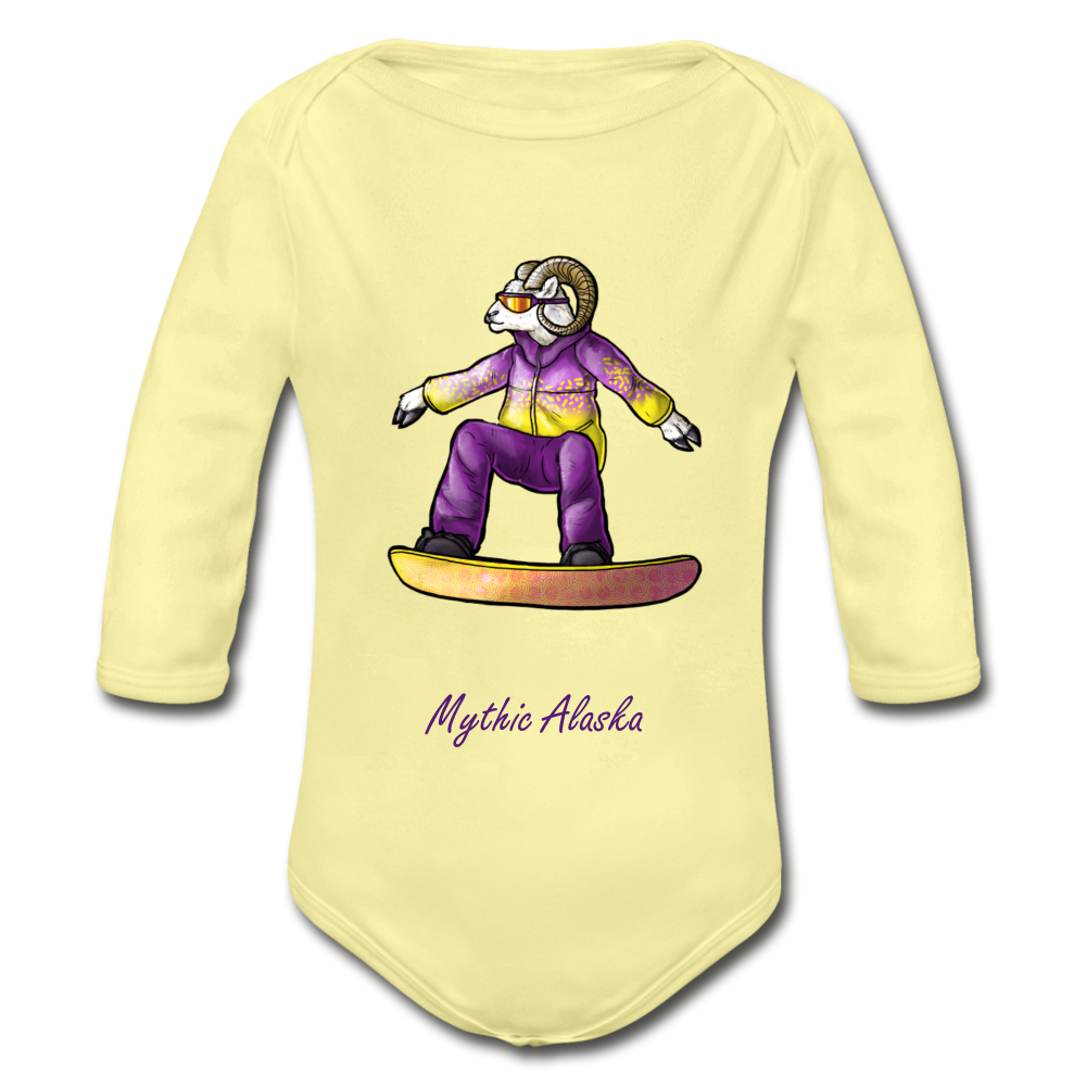 Steve D Sheep - Organic Long Sleeve Baby Bodysuit - washed yellow