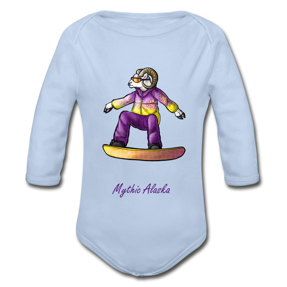 Steve D Sheep - Organic Long Sleeve Baby Bodysuit - sky