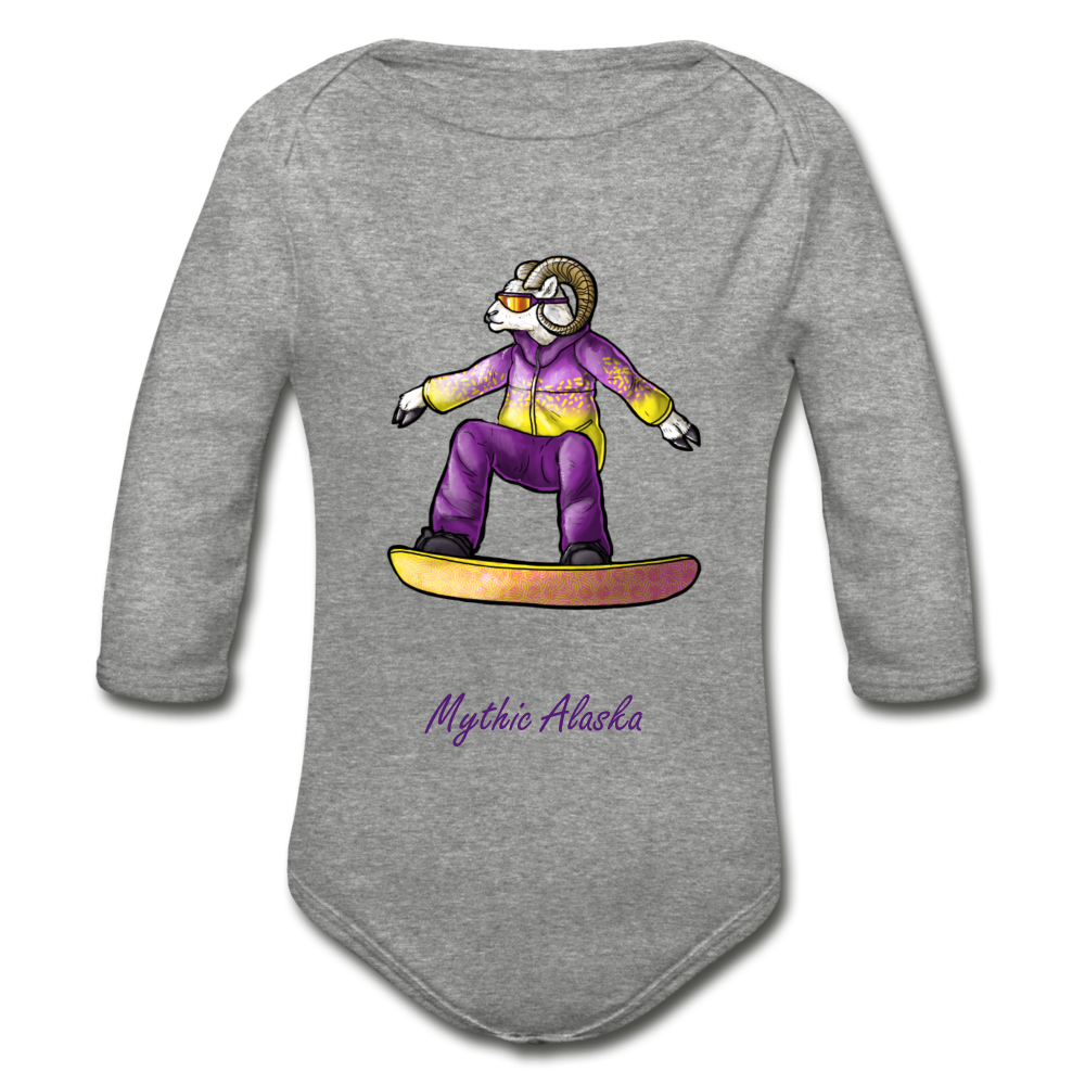 Steve D Sheep - Organic Long Sleeve Baby Bodysuit - heather gray