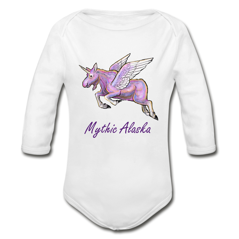 Moosicorn - Organic Long Sleeve Baby Bodysuit - white