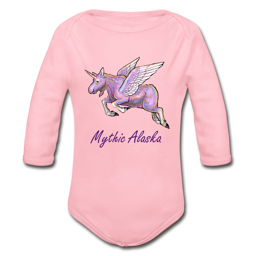 Moosicorn - Organic Long Sleeve Baby Bodysuit - light pink