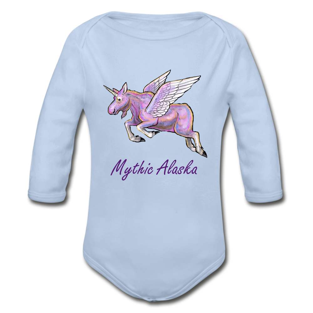Moosicorn - Organic Long Sleeve Baby Bodysuit - sky