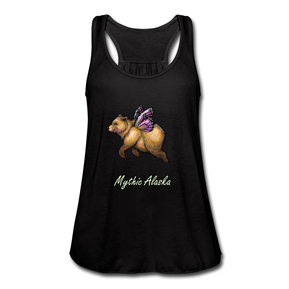 Butterbear - Women's Flowy Tank Top by Bella - black