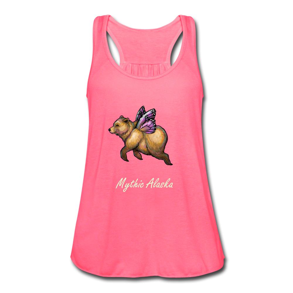 Butterbear - Women's Flowy Tank Top by Bella - neon pink