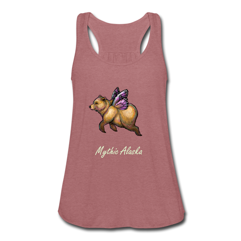 Butterbear - Women's Flowy Tank Top by Bella - mauve