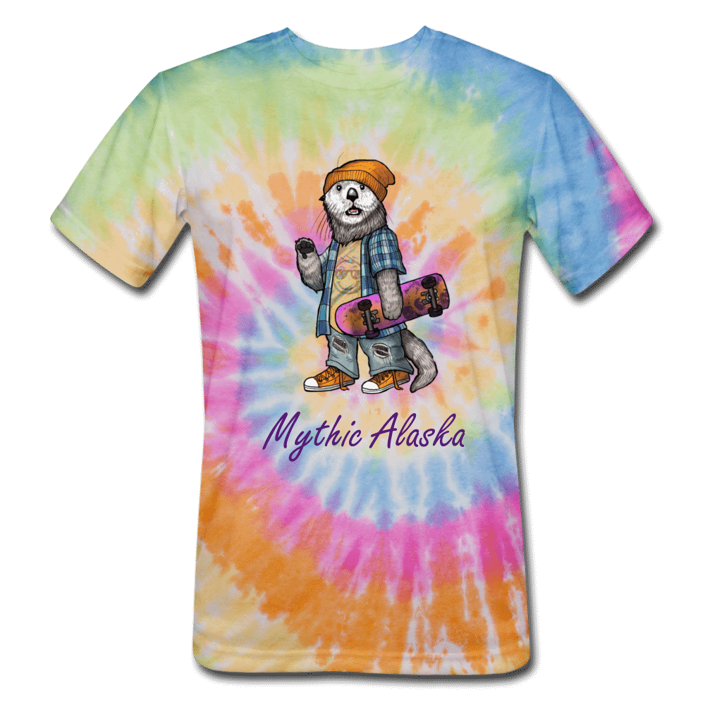 Ollie Otter - Unisex Tie Dye T-Shirt - rainbow