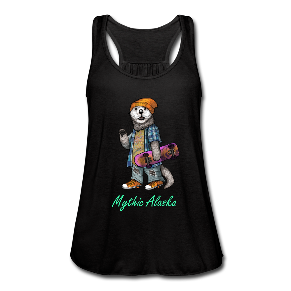 Ollie Otter - Women's Flowy Tank Top by Bella - black