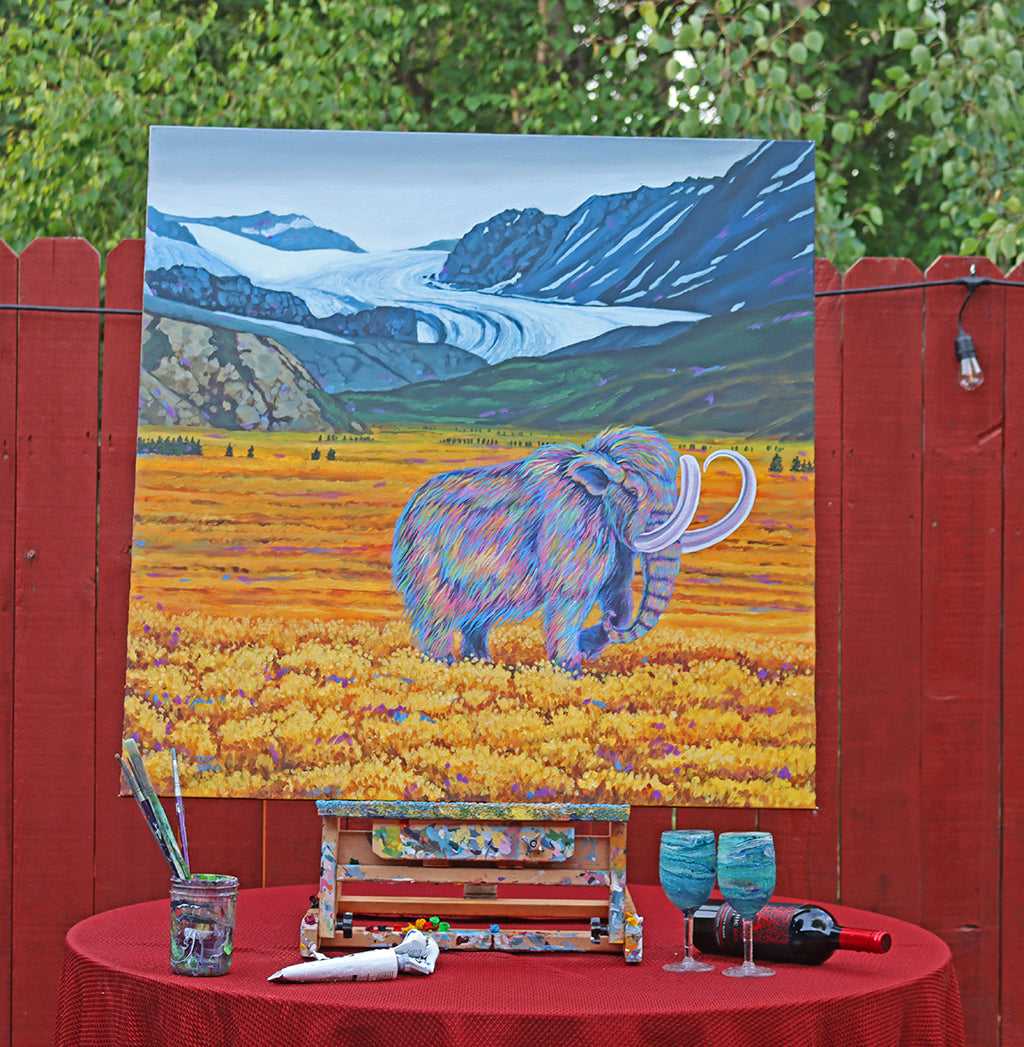 Rainbow Mammoth - Acrylic on Canvas - 36" x 36"