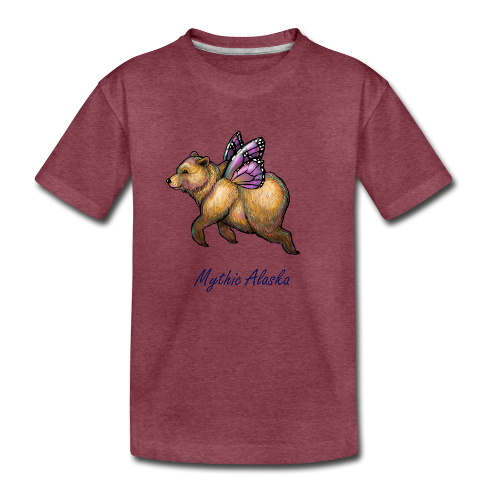 Butterbear - Kids' Premium T-Shirt - heather burgundy