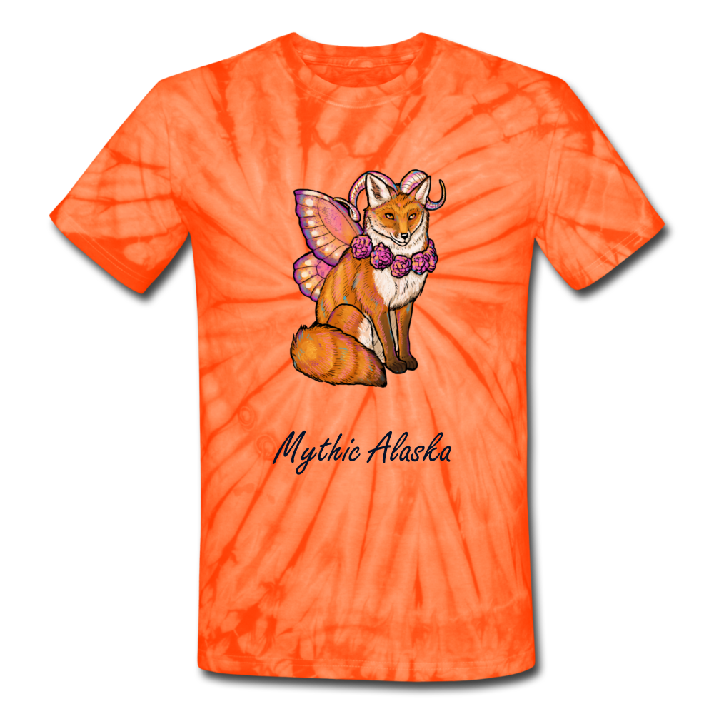 Fairy Fox - Unisex Tie Dye T-Shirt - spider orange