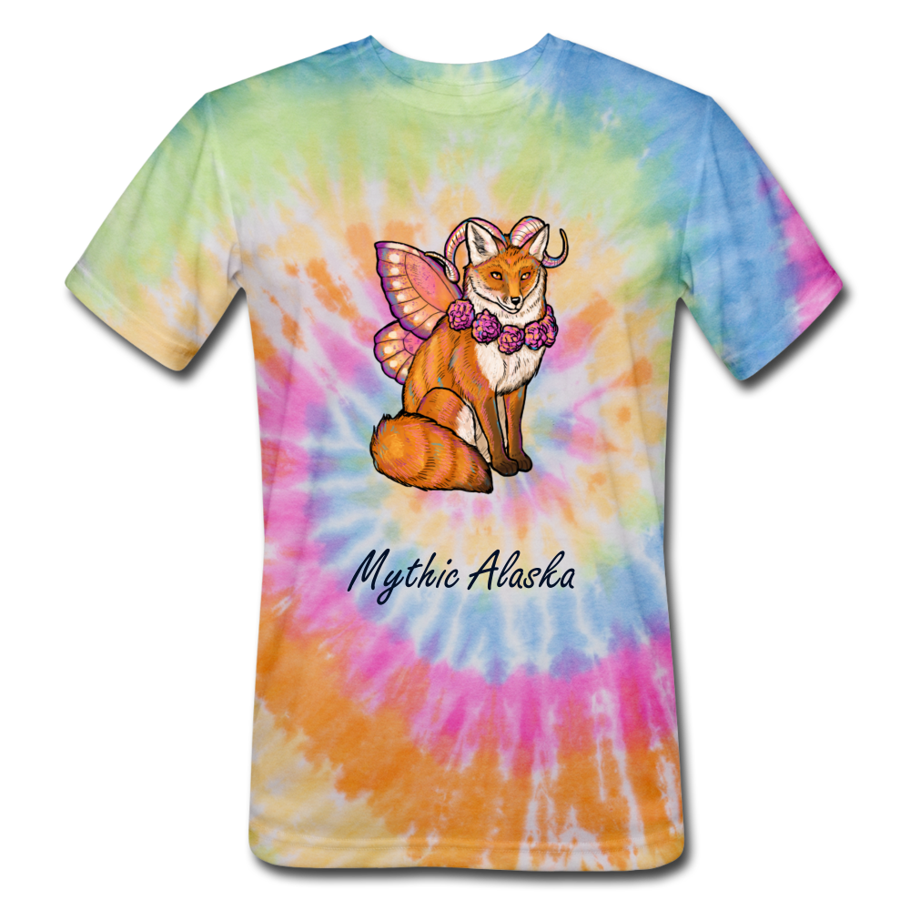 Fairy Fox - Unisex Tie Dye T-Shirt - rainbow