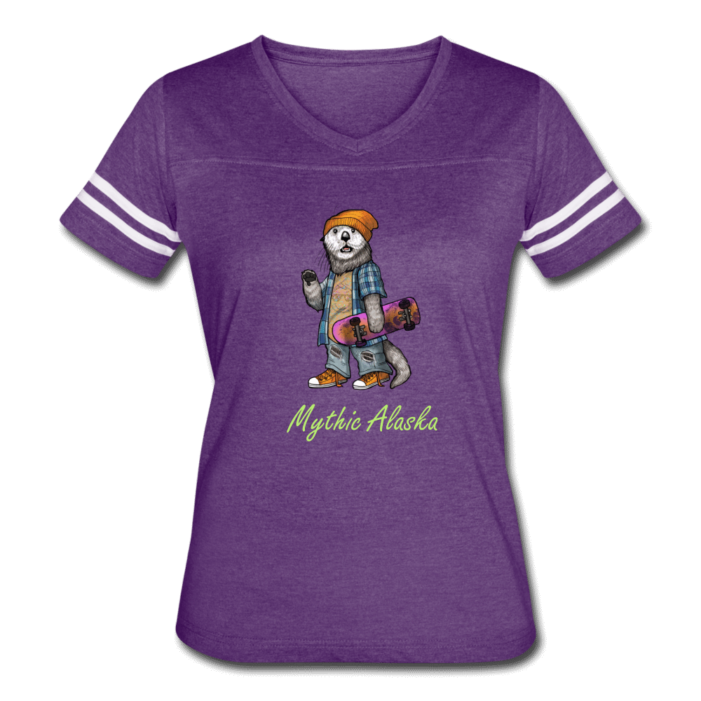 Ollie Otter - Women’s Vintage Sport T-Shirt - vintage purple/white