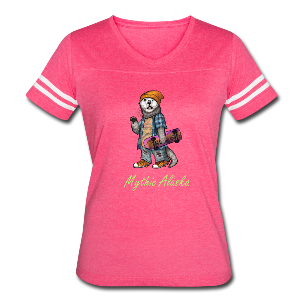 Ollie Otter - Women’s Vintage Sport T-Shirt - vintage pink/white