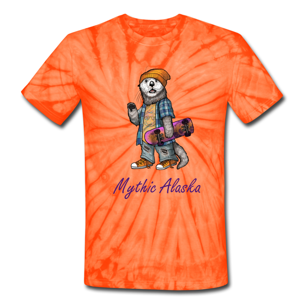 Ollie Otter - Unisex Tie Dye T-Shirt - spider orange